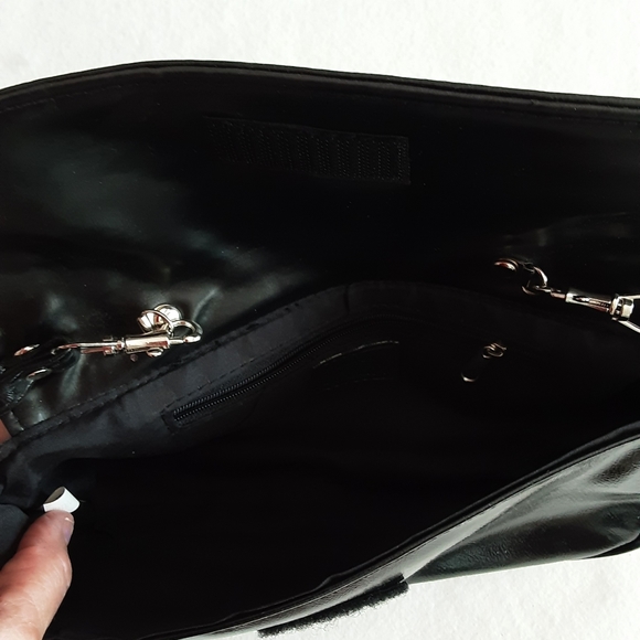 Faux Patent Leather Bag Jeweled Front - Picture 3 of 3